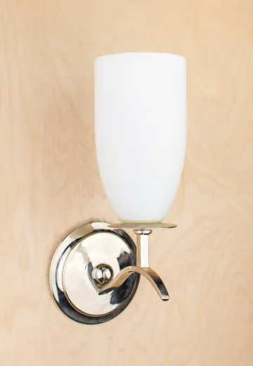 Polished Silver Wall Sconce w/Frosted Glass Shade