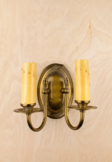 Two Candle Brass Wall Sconce