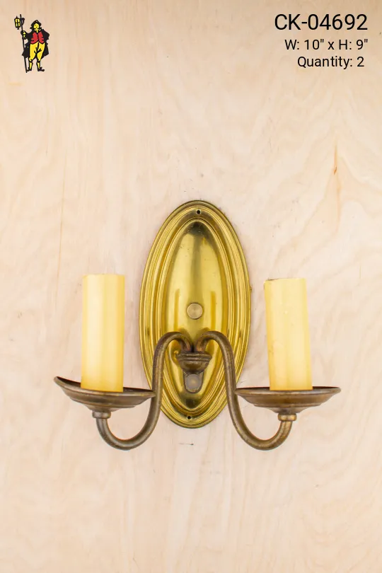 Two Candle Brass Wall Sconce
