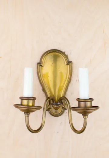 Two Candle Brass Wall Sconce