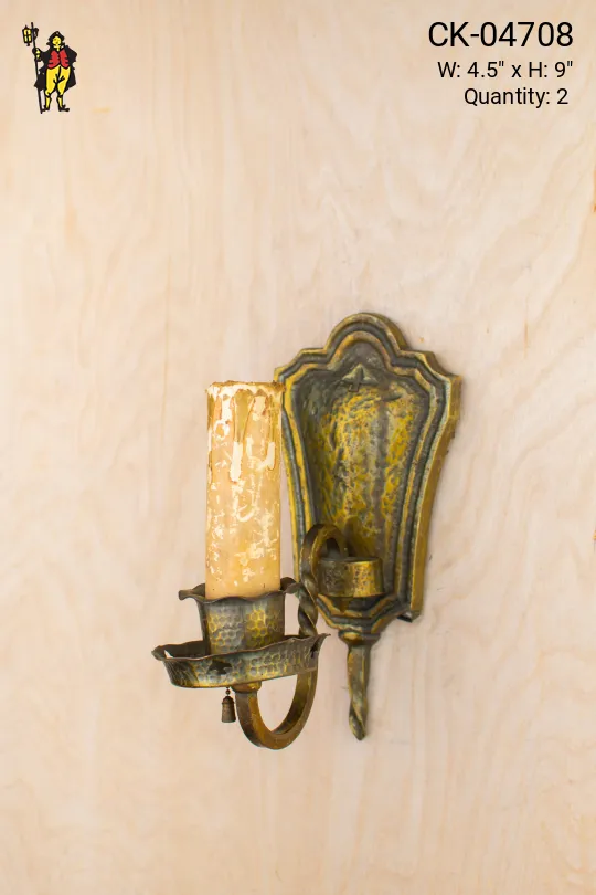 Distressed Gothic Brass Wall Sconce