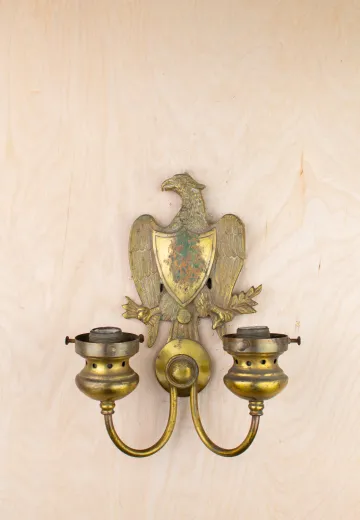 Brass Eagle Two Curved Arm Wall Sconce