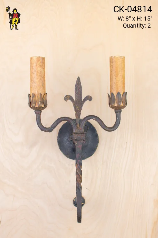 Two Candle Curved Arm Wall Sconce