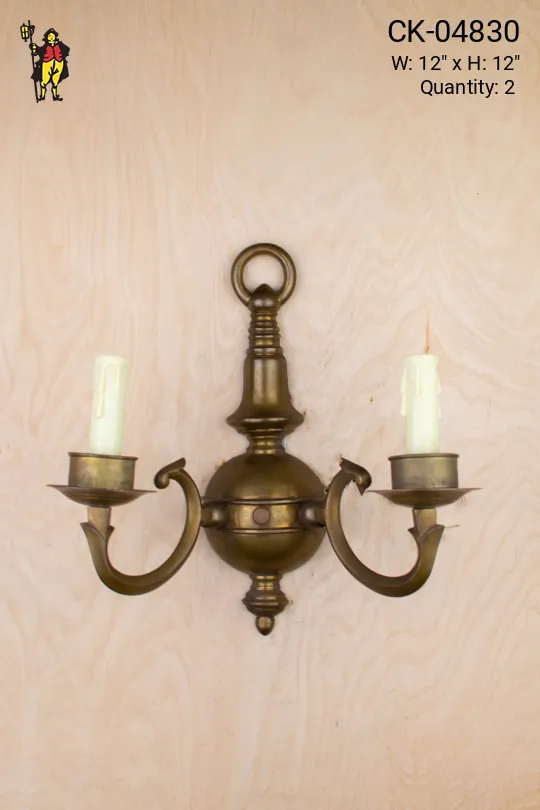 Antique Brass Two Candle Wall Sconce