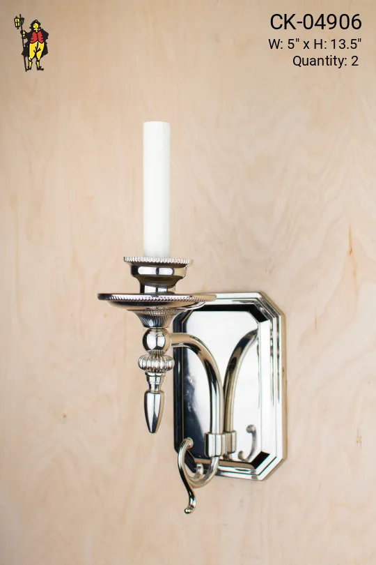 Polished Silver One Candle Wall Sconce