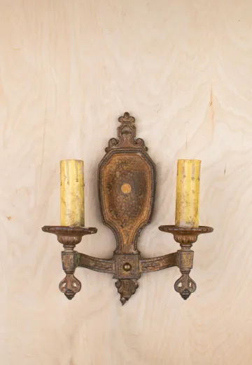 Gothic Two Candle Distressed Wall Sconce