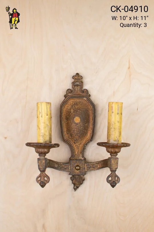 Gothic Two Candle Distressed Wall Sconce