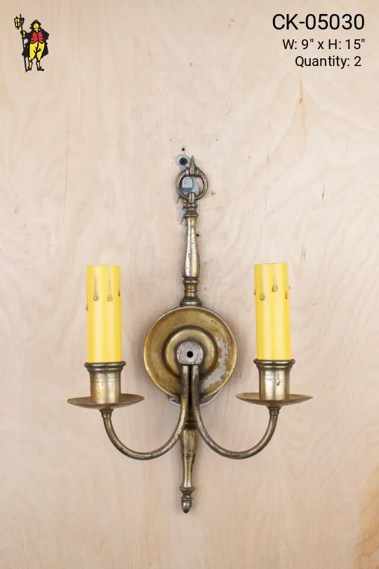 Distressed Two Candle Curved Arm Wall sconce
