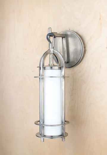 Mid Century Modern Nickel Lantern Wall Sconce