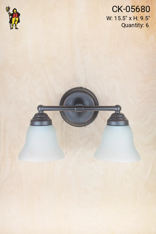 Two Light Wall Sconce w/Frosted Glass Shades