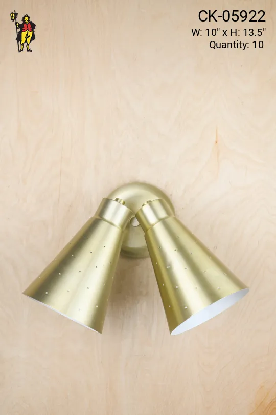 Two Light Metal Shaded Directional Brass Wall Sconce