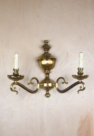 Two Candle Polished Brass Wall Sconce