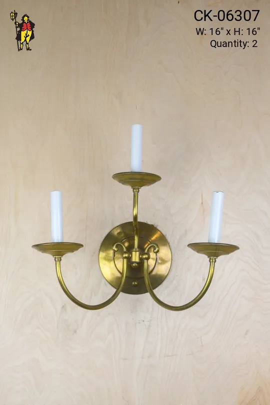 Three Candle Curved Arm Wall Sconce
