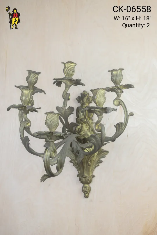 Six Candle Brass Wall Sconce
