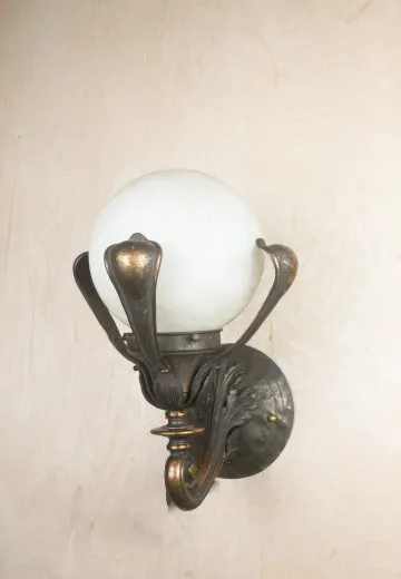 Large Art Neveau Antique Brass Wall Sconce