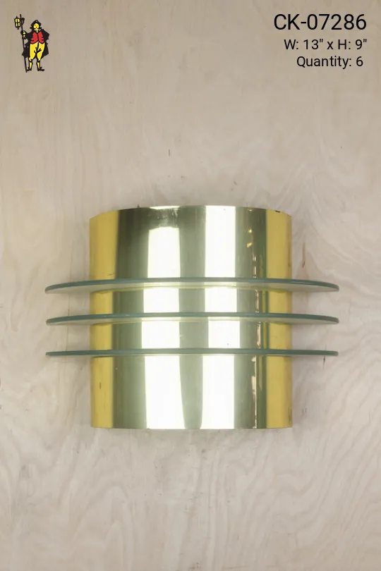 Polished Brass & Glass Post Modern Wall Sconce