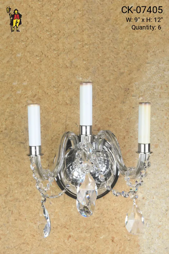 Three Candle Crystal Wall Sconce