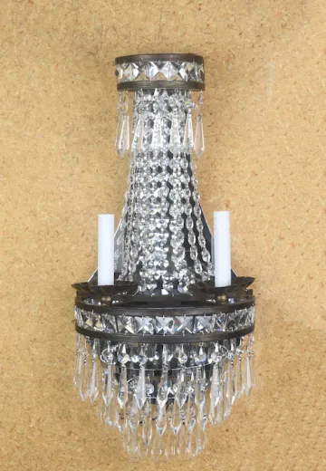 Crystal Two Candle Basket Wall Sconce