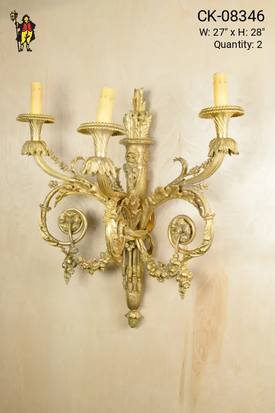 Three Candle Victorian Wall Sconce