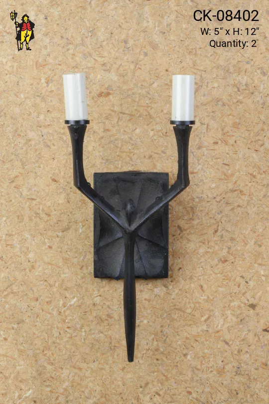 Gothic Two Candle 12" Wall Sconce