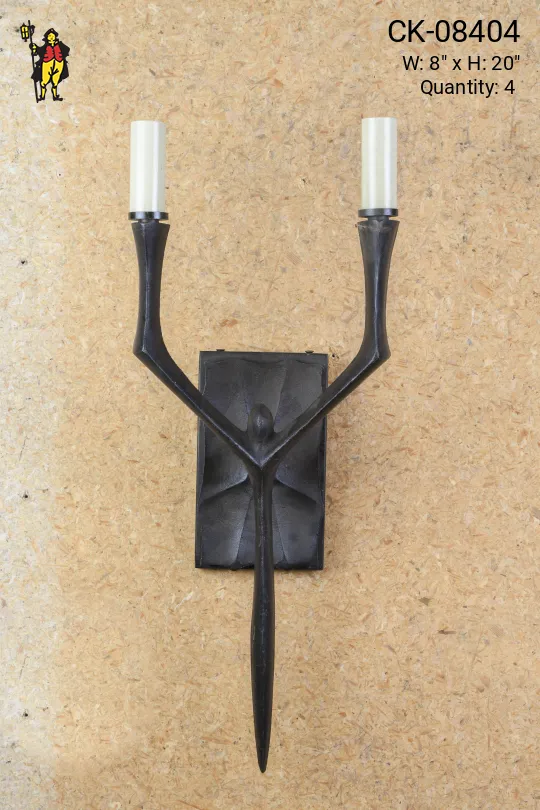 Gothic Two Candle 20" Wall Sconce