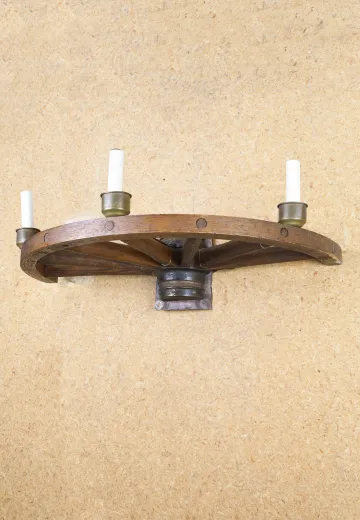 Wooden Wagon Wheel Wall Sconce