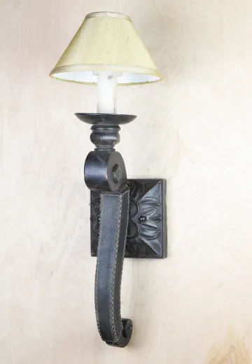 Single Candle Leather Wall Sconce