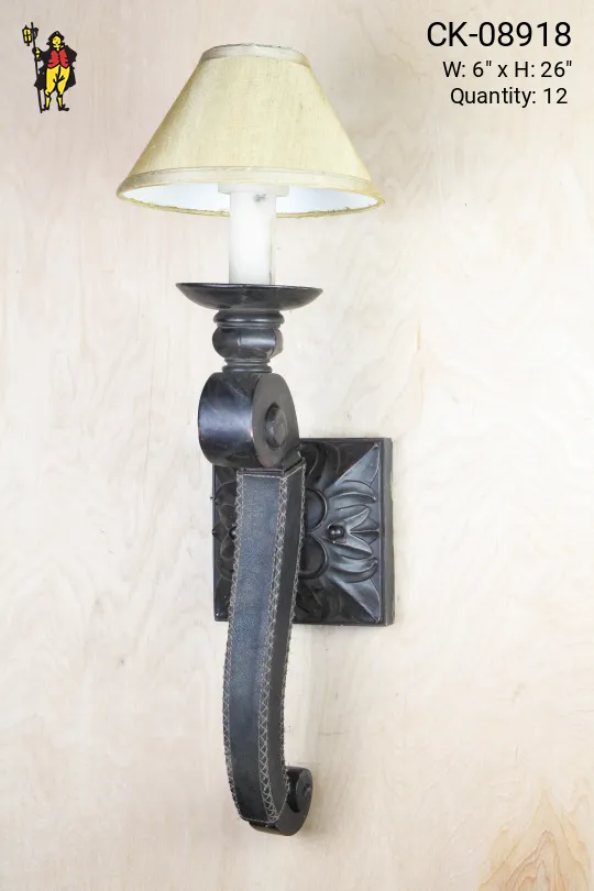 Single Candle Leather Wall Sconce