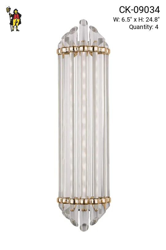 Aged Brass 24" Glass Rod Wall Sconce