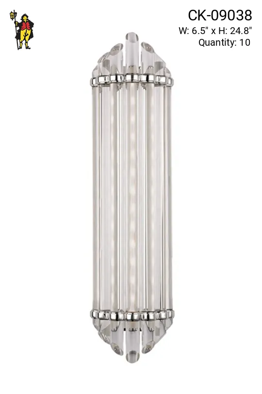 Polished Nickel 24" Glass Rod Wall Sconce