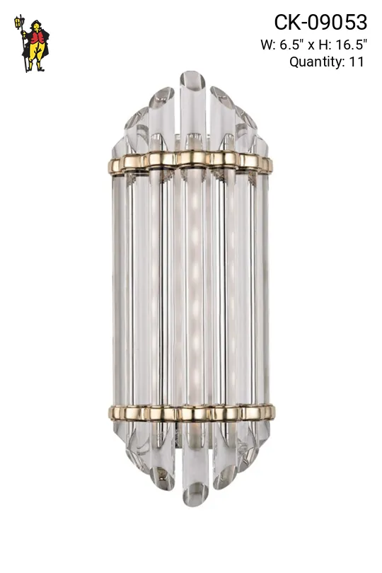 Aged Brass 16" Glass Rod Wall Sconce
