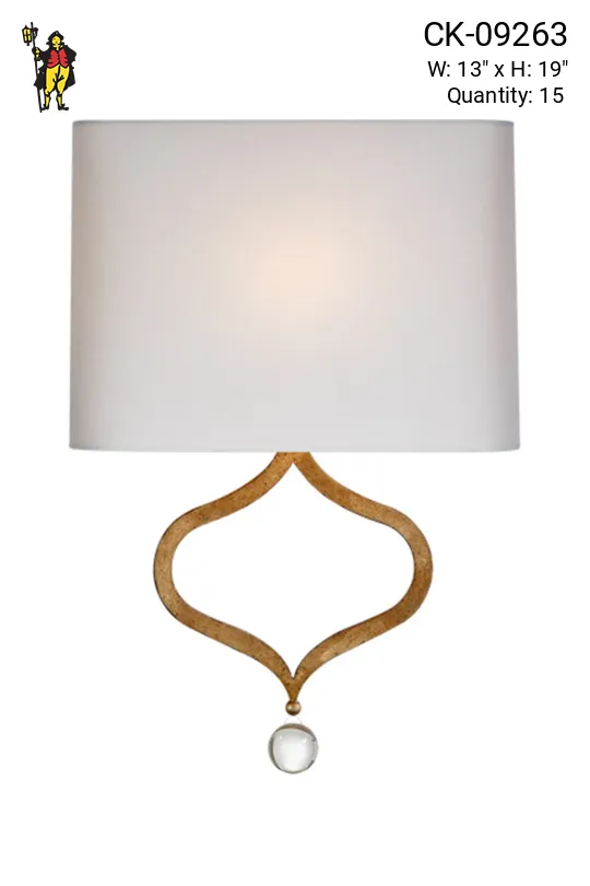 Brass Wall Sconce w/White Square Rounded Shades