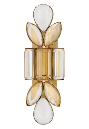 Crystal & Brass Floral Wall Sconce