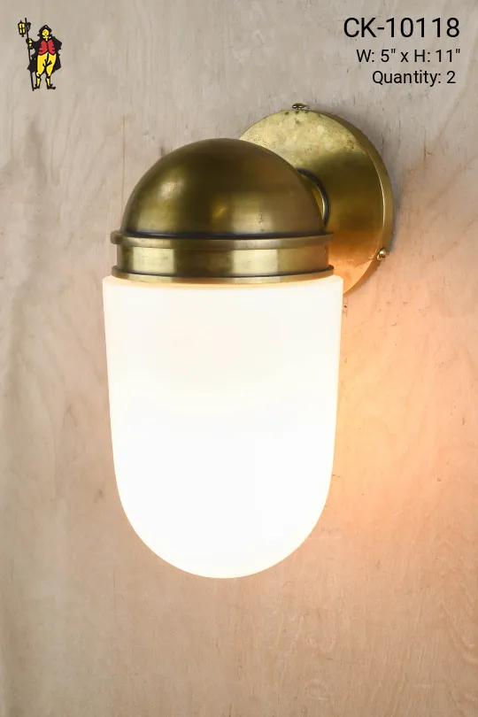Brass & Glass Down Light Wall Sconce
