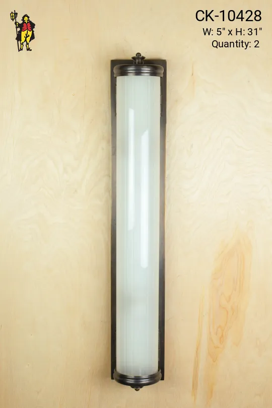 Rounded Frosted Glass 31" Bronze Wall Sconce