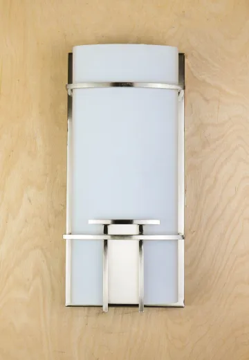 Nickel & Frosted Glass Wall Sconce