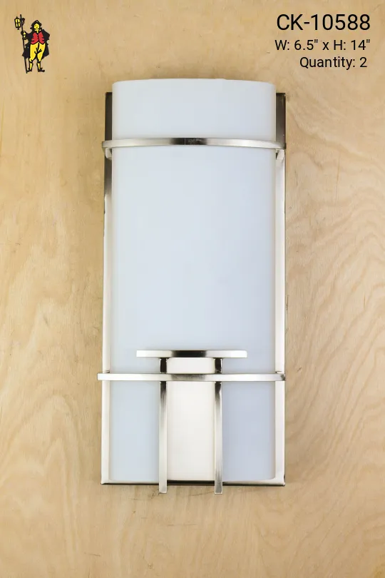 Nickel & Frosted Glass Wall Sconce