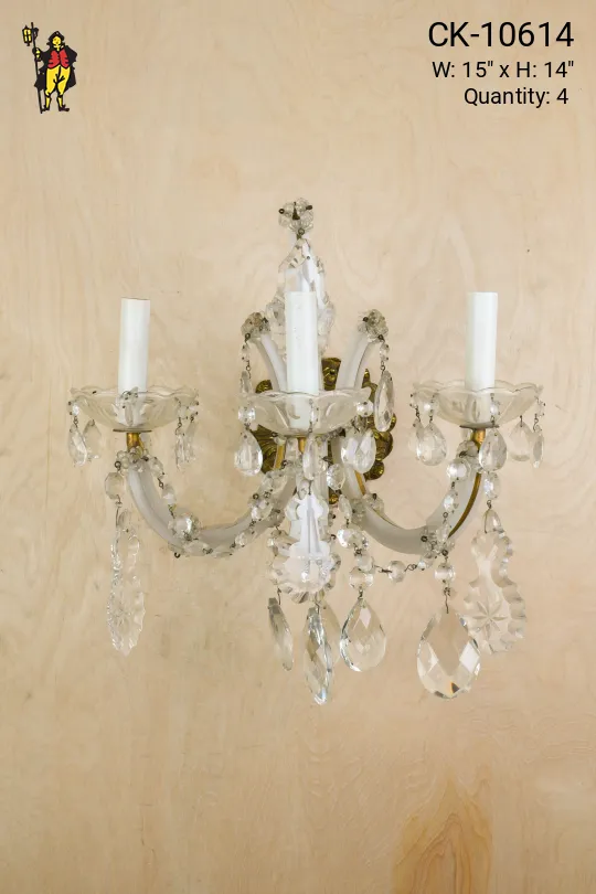 Three Light Crystal Wall Sconce