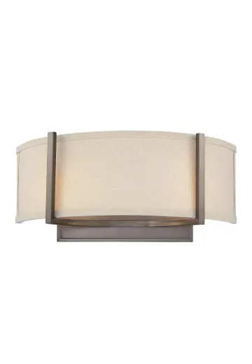 Two Light Wall Sconce w/Khaki Fabric Shade