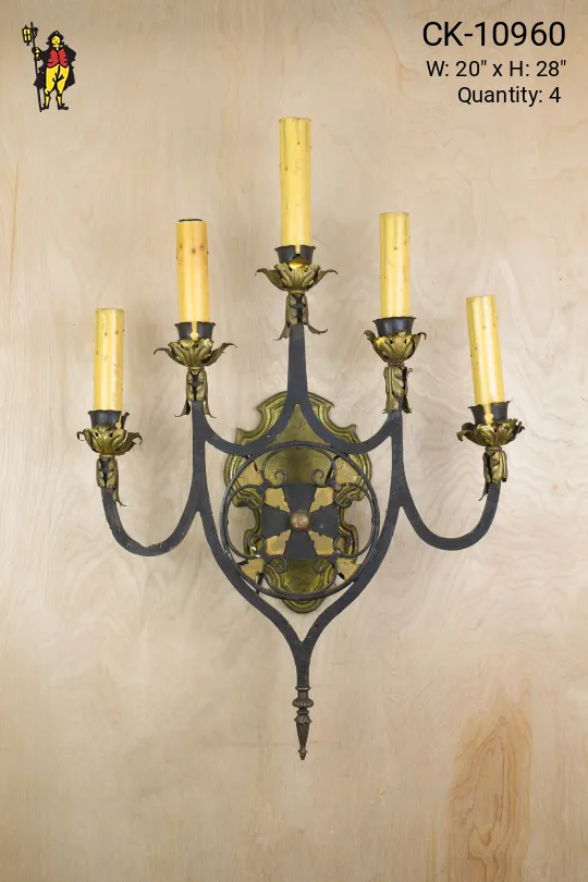 Iron Five Candle Gothic Wall Sconce