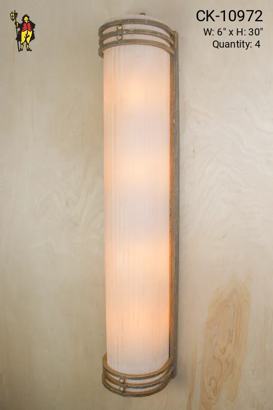 30" Brass Four Light Frosted Wall Sconce