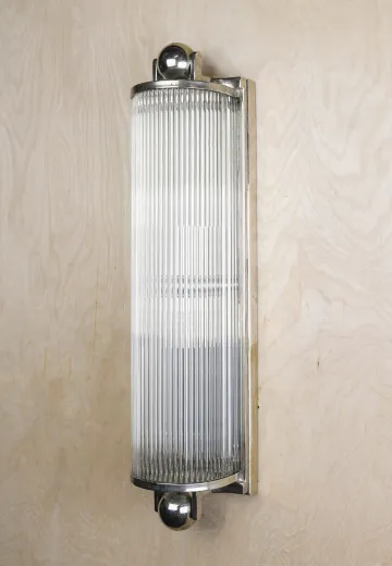 Polished Nickel & Glass Rod Wall Sconce