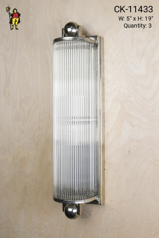 Polished Nickel & Glass Rod Wall Sconce