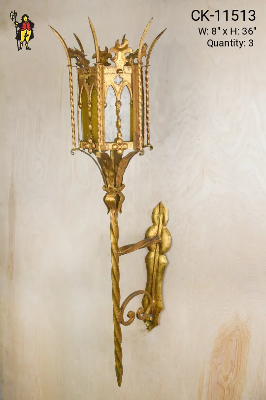 Art Deco Brass Lantern Wall Sconce