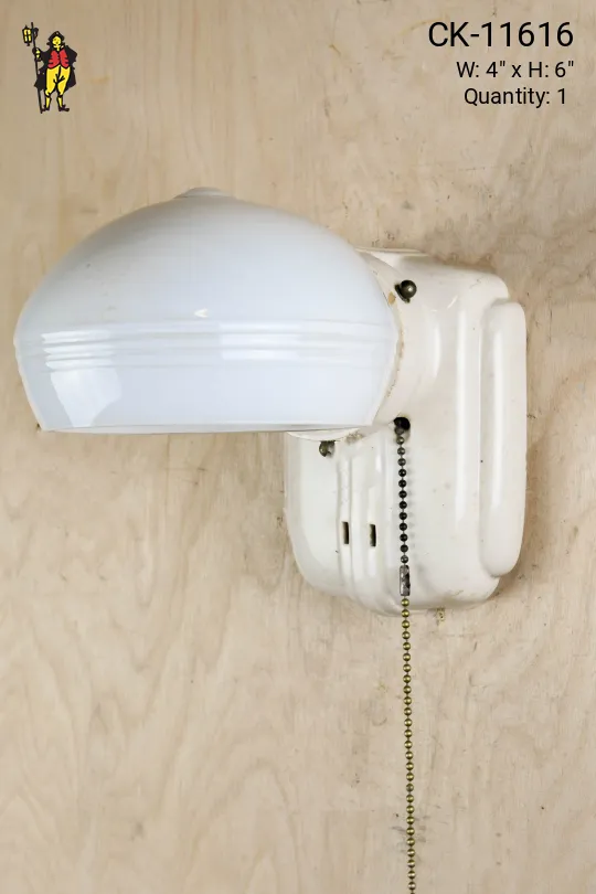 Single Downlight Porcelain Wall Sconce w/Pull Chain