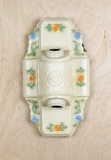 Two Light Floral Porcelain Wall Sconce