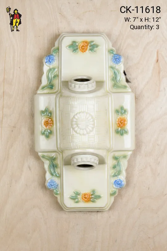 Two Light Floral Porcelain Wall Sconce