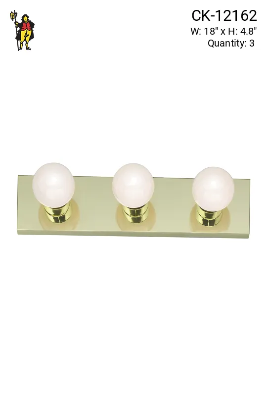 18" Polished Brass Three Light Vanity Light