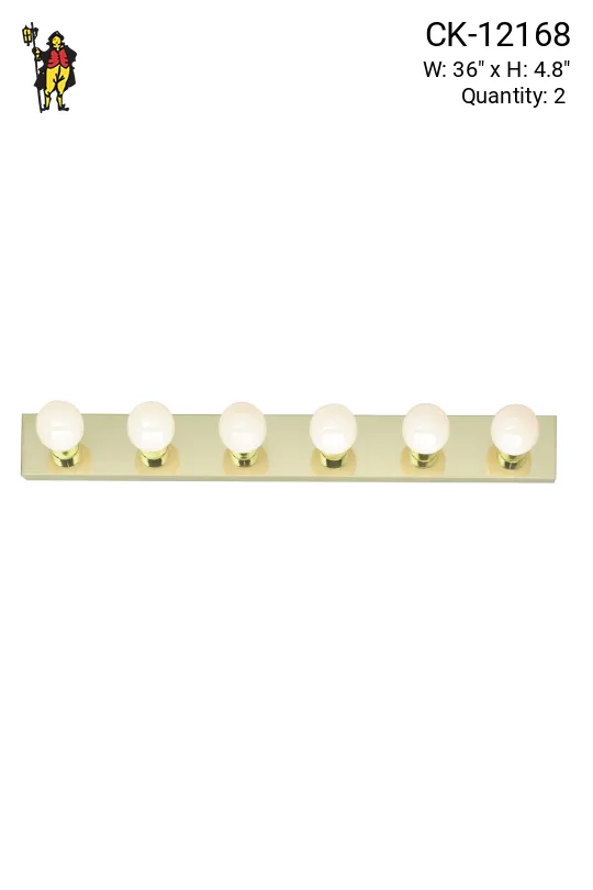 36" Polished Brass Six Light Vanity Light