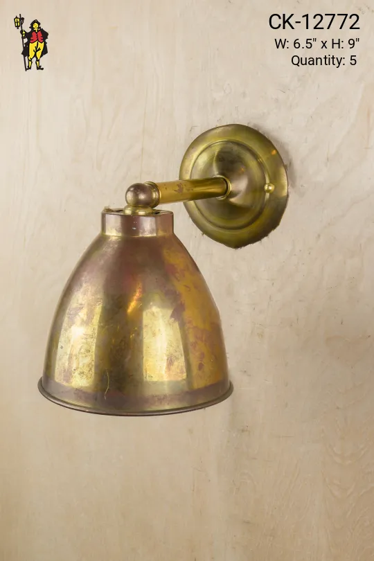 Single Down Light Brass Shaded Wall Sconce